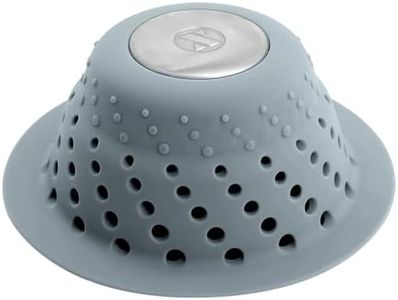 SlipX Solutions Gray Dome Drain Protector Fits Over Drains to Prevent Clogs (Designed for Pop-Up Drains, Effective Hair Catcher, Silicone & Stainless Steel)