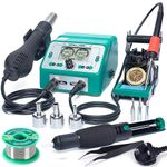 YIHUA 938BD-I 110W EVO Hot Air Gun Rework Station 2-in-1 Soldering Iron Kit Station with Dual Temperature Displays Sleep Mode (UK Plug)