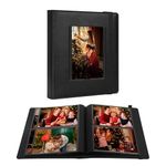 Aevdor Photo Album 4x6, Leather Cover 4x6 Photo Album Picture Book Black Inner Pages with DIY Front Window, Each 4x6 Photo Album Book Holds 136 Photos for Baby Wedding Family Children Pictures (Black)