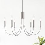 LIHHGFGS Brushed Nickle Chandeliers 6-Light Farmhouse Candle Chandelier for Dining Room Modern Foyer Chandeliers Industrial Pendant Ceiling Hanging Lamp for Living Room Kitchen Island Entryway