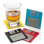 ThinkGeek ZERLITE Novelty Floppy Disk Retro Silicone Drink Coasters 1.44m Diskette,Set of 6