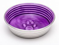 Loving Pets Le Bol Glazed Interior Stainless Steel Dog Bowl Non-Slip Dishwasher Safe Durable Pet Dish -Lilac - Medium (850 ml)