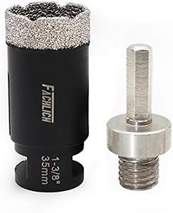 FACHLICH Diamond Core Drill Bit 1-3/8" 35mm Porcelain Tile Drill Bit Dry Diamond Hole Saw Plus Adapter 5/8"-11 Male to 3/8" Hex Shank for Porcelain Tile Granite Marble Masonry
