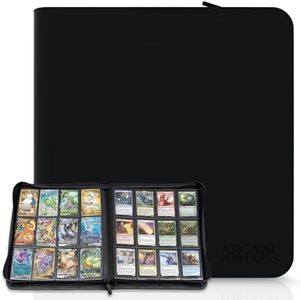 Arcane Fortress Premium MTG Binder: 12 Pocket Card Binder with Zipper - Holds 480 TCG Cards - Side-Loading Leather Trading Card Collection Binder & Album for Magic, TCG, and CCG Card Storage