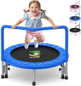 BCAN 36'' Mini Folding Ages 2 to 5 Toddler Trampoline with Handle for Kids, Two Ways to Assemble The Handle, Indoor/Garden Toddlers Trampoline with Super Safe Padded Cover for Toddlers