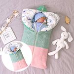 Isyunen Stroller Blanket Newborn Baby Swaddle Sack Knitted Crochet Hooded Baby Sleep Sack Boy or Girl Swaddle Wrap for 0-13 Months Baby Receiving Blankets,Sleeping Bag