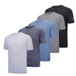 fovdtaa 5 Pack Mens Short Sleeve Crew Neck Gym T Shirt Workout Running Tops Mens Breathable Athletic Shirts Short Sleeve Sport Tops Black Grey Blue Navy White XL