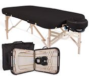 EARTHLITE Premium Portable Massage Table Package SPIRIT - Spa-Level Comfort, Deluxe Cushioning incl. Flex-Rest Face Cradle & Strata Face Pillow, Carry Case (30/32” x 73”) - Made in USA, Black
