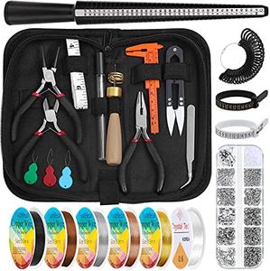 Audab Jewelry Wire Wrapping Jewelry Making Supplies Kit, Ring Sizer Measuring Tools Kit with Tools, Ring Craft Wires, Jewelry Findings for Rings Repair