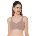 SOIE Women Solid Non Padded Non Wired Full Coverage Stretch Cotton Minimizer Bra, Dark Skin, 42B