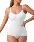 USEASY Camisole Tank tops for women V neck Shapewear Tummy Control Tank top Bodysuit White M
