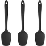 U-Taste Silicone Spoon Spatula Set of 3: 315 ℃ Heat-Resistant Food Grade Flexible Rubber Scraper, Cooking Baking Scraping Mixing Kitchen Utensils for Non Stick Pan/Wok (Black)