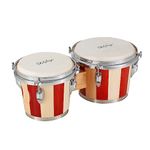 LeSage Bongo Drums for Adults 7" and 8" Wood Bongos Set Real Skin Drum Head with Tuning Key Child Bongos for Kids 15+