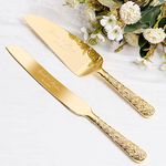 TUKDAK Cake Cutting Set for Wedding, Personalized Gold Cake Knife and Server Set, Custom Cake Serving Set, Engraved Pastry Pie Server Cake Pizza Cutter, Christmas Birthday Bridal Gift (Flower)