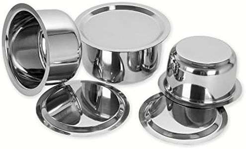 Sumeet 3 Pcs Stainless Steel Induction & Gas Stove Friendly Container Set/Tope / Cookware Set with Lids Size No.10 to No.12