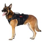 OneTigris X Destroyer Tactical Dog Harness 3 Handles Heavy Duty Dog Vest with Metal Buckles (Black, L)