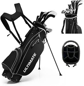 Tangkula 9/10 Pieces Men's Complete Golf Clubs Set Right Hand, Includes 460cc Alloy #1 Driver & #3 Fairway Wood & #4 Hybrid & #6/#7/#8/#9/#P Irons & Putter, Golf Club Set