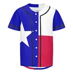 Aifnlsf Texas Flag Men's Short Sleeve Baseball Jersey Button Down Shirts Sports Uniform