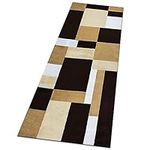 Runner Rug for Hallways - Washable Flat Weaves Long Narrow Hall Runner Rug, Decorative Hallways Carpet Runners Floor Protector Dirt Trapper Kitchen Floor Mats (Kilas Brown Beige, 60 cm x 220 cm)