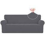 Easy-Going Stretch Jacquard Couch Cover, 1-Piece Soft Sofa Cover, Sofa Slipcover with Anti-Slip Foams, Washable Furniture Protector for Kids, Pets (Sofa, Gray)
