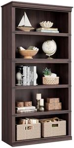 IDEALHOUSE 5 Tier Bookcase, Farmhouse Book Shelf with Storage Open Display Bookshelves, 71" Tall Book Case Wooden 5 Shelf Bookcase Home Decor Furniture for Home Office, Living Room, Bed Room - Cherry