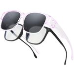 BIRCEN Polarized Fit Over Sunglasses: Wear Over Glasses Sunglasses Wrap Around Fitover Shades for Men Women UV Protection, O-purple Frame Black Lens, Standard