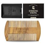 Wooden Beard Comb & Case - Fine & Coarse Teeth from Striking Viking - Anti-Static and Hypoallergenic Wood Pocket Comb For Beards & Mustaches