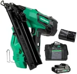 Metabo HPT 18V MultiVolt™ Angled Cordless Finish Nailer Kit, 15 Gauge, 1-1/4" up to 2-1/2" Angled Finish Nails, (1) 18V 2.0Ah Lithium Ion Battery, Charger, Bag, Lifetime Tool Warranty, NT1865DMAST