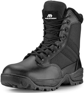 Maelstrom Men's Tactical Work Boots with Side Zipper – Lightweight Leather Military Style, Comfortable, Durable and Breathable for Outdoors, Black, 11.5 Wide