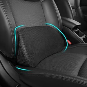 holidabears Lumbar Support Pillow for Office Chair, Memory Foam Lumbar Pillow for Car, Improve Sitting Posture & Back Pain Relief, Breathable Mesh Cover, Black 1PC