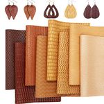 LOTOFUN 8pcs /Set Weaving Texture Faux Leather Fabric Sheets 21 x 30cm Woven Pattern Material Leatherette Bundle for Earrings Bows Making Craft Supplies(Yellowish-Brown Series)