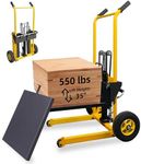 LuminaLiftCure Foldable Hydraulic Material Lift Dolly, 550lbs Lift Table Cart, Pallet Stacker Winch Stacker, Forklift with 35" Lift Height, Pallet Truck Dolly, Pallet Jack, Steel Platform x 1