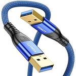 XGMATT USB 3.0 Cable 1M,5Gbps High Speed Transfer USB Type A Male to Male Lead,USB 3.0 A to A Data Cable Braided Compatible with Blu-ray, Printer, Camera, External Hard Drive, Consoles,Blue