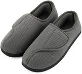 LongBay Men's Memory Foam Diabetic Slippers Comfy Warm Plush Fleece Arthritis Edema Swollen House Shoes (10, Ash Grey)