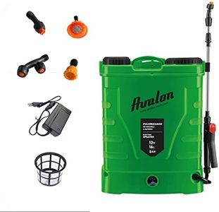 Avalon - Pulvérisateur à Dos à Pression avec Batterie Rechargeable, réservoir 16 L, Lance INOX Verte. Comprend Harnais, Chargeur et Set de Buses de pulvérisation