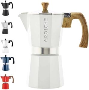 GROSCHE Milano Stovetop Espresso Maker Moka Pot 9 Cup- 15.2 oz, White - Moka Expresso Coffee Maker Stove top coffee maker Moka Italian espresso greca coffee maker brewer percolator