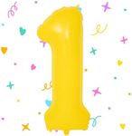 Yellow Balloon 1, Numbers Balloon Yellow, 40 Inch XXL Yellow Foil Balloon 1st Yellow Number Balloon 1 Helium Balloon 1st Birthday Balloon for 1 Year Birthday Decoration Children Boys Girls