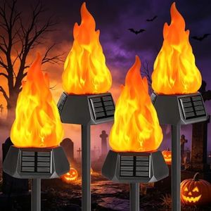 Toodour Solar Outdoor Torch Lights with Flickering Flame, Solar Pathway Decorative Lights, Waterproof LED Flame Torches for Outdoor Camping Garden Landscape Patio Path Yard Decorations - 4 Pack