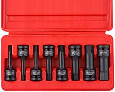 Neiko 01137B 1/2-Inch Drive SAE Allen Hex Impact Socket Set, 1/4 Inch - 3/4 Inch, Cr-Mo | 8-Piece Set