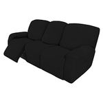 Easy-Going 8 Pieces Recliner Sofa Stretch Sofa Slipcover Sofa Cover Furniture Protector Couch Soft with Elastic Bottom Kids, Spandex Jacquard Fabric Small Checks Black