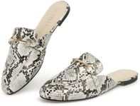 MUSSHOE Mules for Women Flats Comfortable Slip on Women Mules Backless Loafers,Snake pu 7