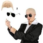 I LOVE FANCY DRESS Mr Worldwide Adult Accessory Set - Bald Cap + Sunglasses + Black Neck Tie - Famous Costume for Men