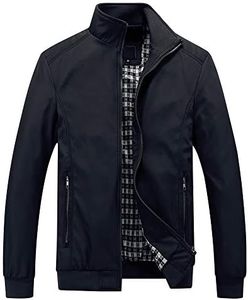 Blouson Homme Hiver Velours Veste Chaud Blouson Léger Homme Col Debout, Noir, L