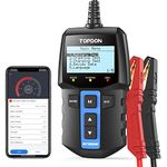 2 in 1 Car Battery Tester, TOPDON BT100W 12V Bluetooth Battery Tester Automotive 100-2000 CCA Alternator Tester Digital Battery Load Tester Charging Cranking System Tester Supported Battery Library