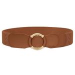 JASGOOD Women Wide Waist Belt Stretchy Elastic Vintage Belts for Dress Ladies Belt with Circle Buckle,Brown