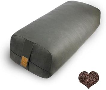 FelizMax Organic Buckwheat Bolster (24X10.5X5.5 in) Supportive Yoga Cushion Rectangular Meditation Pillow 100% Cotton Cover (Light Grey)