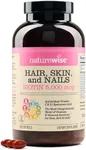 NatureWise Hair Skin and Nails Vitamin, Biotin 5000mcg w/Hyaluronic Acid, Collagen, Multivitamin for Women w/Vitamin C, B Complex, D3, A, E, Iron - Non-GMO, Gluten Free - 540 Softgels[6-Month Supply]