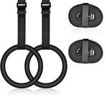 FirstFit Gymnastics Rings, Roman Ring 1000 lbs Capacity with 14.5ft Adjustable Buckle Straps for Cross Fitness Functional Training for Home Gym Full Body Workout - Black