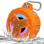 EBODA Bluetooth Shower Speaker, IPX7 Waterproof Portable Wireless Small Mini Speakers, Floating, 2000 mAh with RGB Light for Pool, Beach, Boat, Kayak Accessories, Gifts for Men and women -Orange