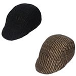 C CLASSIC Combo of Unisex Classy & Retro Style Woolen Golf Cap (Black & Beige)